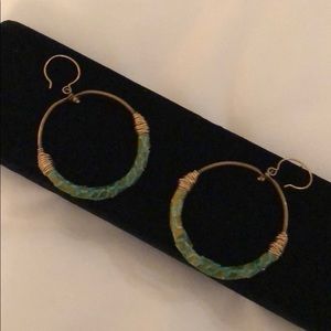 Turquoise leather earrings